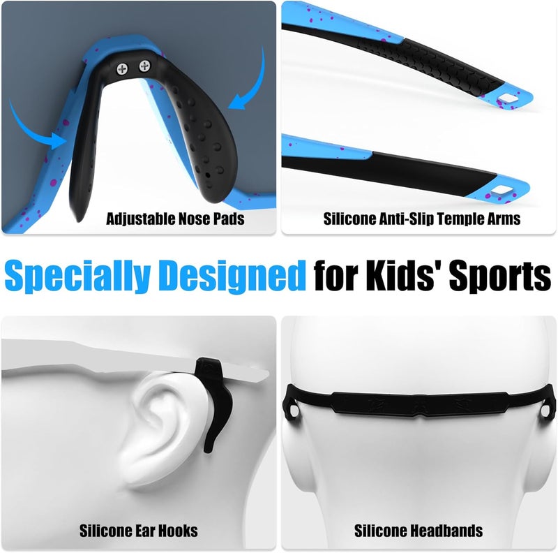 Xtiger Kids Sunglasses Polarized Youth Baseball Sunglasses for 8-14 boys girls UV400 Sports Softball Cycling Glasses - Image 5